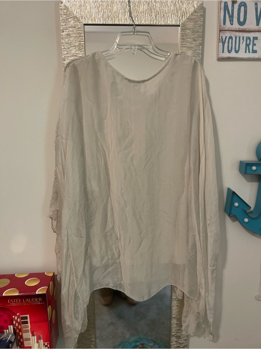 Tempo Paris Cream Boho Embroidered Tie-Front Tunic - Picture 4 of 4